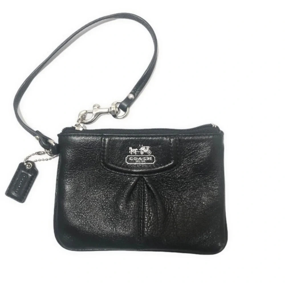Coach black leather Madison wristlet bag